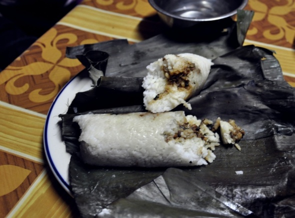 Rice wrapped in banana leave